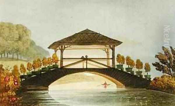 A Rustic Bridge, from Ackermanns Repository of Arts, 1822 Oil Painting by John Buonarotti Papworth