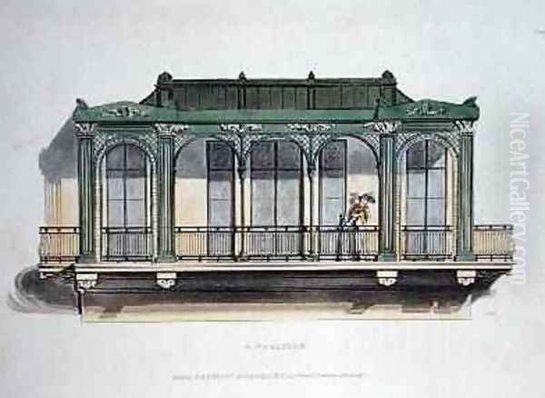 A Verandah, from Ackermanns Repository of Arts, published 1818 Oil Painting by John Buonarotti Papworth