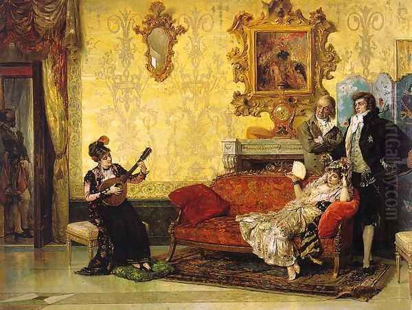 The Concert 1880 Oil Painting by Vicente Palmaroli Y Gonzalez