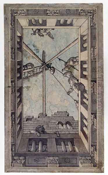 Perspective Design for a Ceiling Oil Painting by Georg Pencz