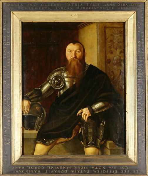 Portrait of Nuremberger Field Marshal Sebald Schirmer, 1545 Oil Painting by Georg Pencz