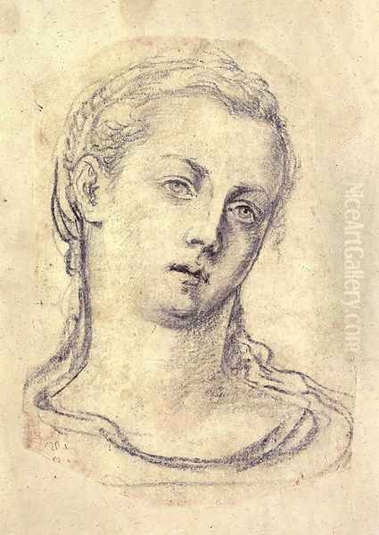 Head of a young woman, tilted to the left Oil Painting by Georg Pencz