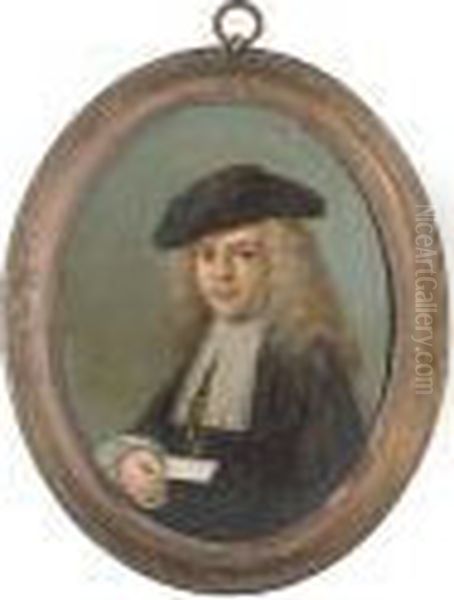 Portrait Of A Gentleman, 
Half-length, In Clerical Dress With A Black Tricorn Hat, Holding A 
Letter Oil Painting by Pietro Longhi