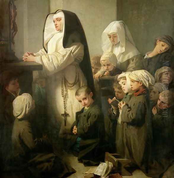 The Prayer of the Children Suffering from Ringworm, 1853 Oil Painting by Isidore Alexandre Augustin Pils