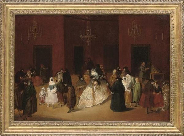 Il Ridotto, Venice Oil Painting by Pietro Longhi