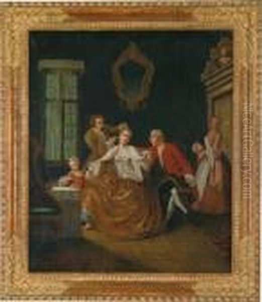 Scuola Del Xviii. Secolo Il Parrucchiere Oil Painting by Pietro Longhi