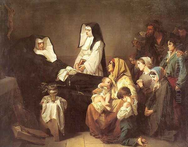 The Death of a Sister of Charity 1850 Oil Painting by Isidore Alexandre Augustin Pils