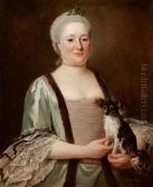 Ritratto Di Nobildonna Con Cagnolino Oil Painting by Pietro Longhi