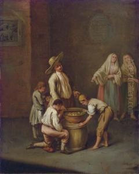 The Fritole Seller Oil Painting by Pietro Longhi