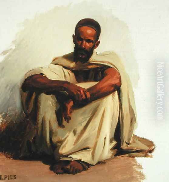 Seated Arab Oil Painting by Isidore Alexandre Augustin Pils