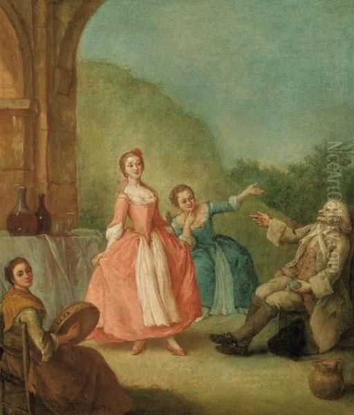 La Danza In Villa Oil Painting by Pietro Longhi