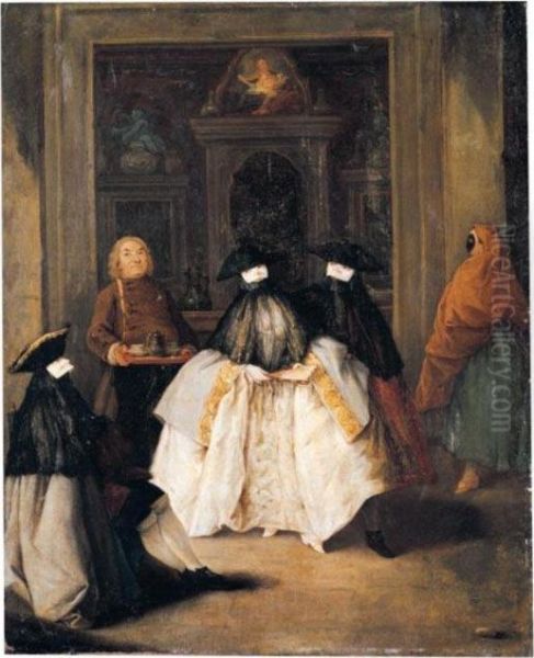 The Coffee Shop ('la Bottega Del Caffe') Oil Painting by Pietro Longhi