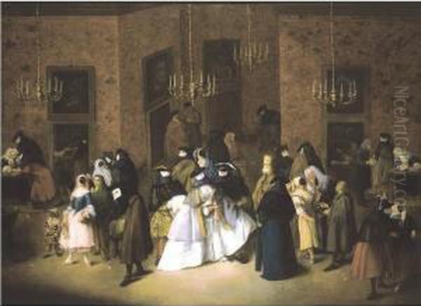 The Ridotto In Venice Oil Painting by Pietro Longhi