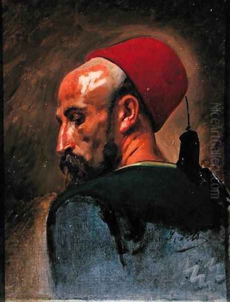 Head of an Arab in a Fez Oil Painting by Isidore Alexandre Augustin Pils