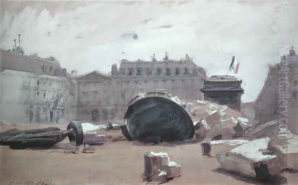 The Fall of the Vendome Column, 29th May 1871 Oil Painting by Isidore Alexandre Augustin Pils