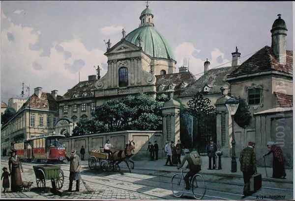 Below the Belvedere Palace in Vienna Oil Painting by Richard Pokorny