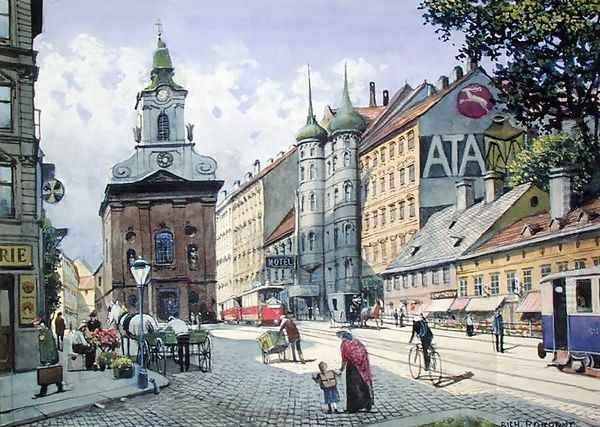 The Church of the Chimneysweeps, Wiedner Hauptstrasse, Vienna Oil Painting by Richard Pokorny