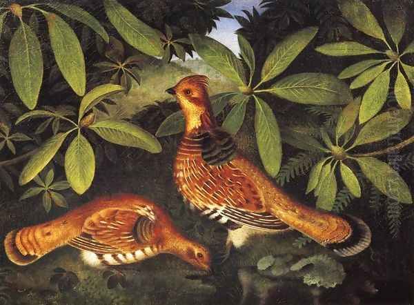 Two Ruffed Grouse Oil Painting by Rubens Peale