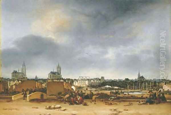 A view of Delft after the explosion of 1654 Oil Painting by Egbert van der Poel