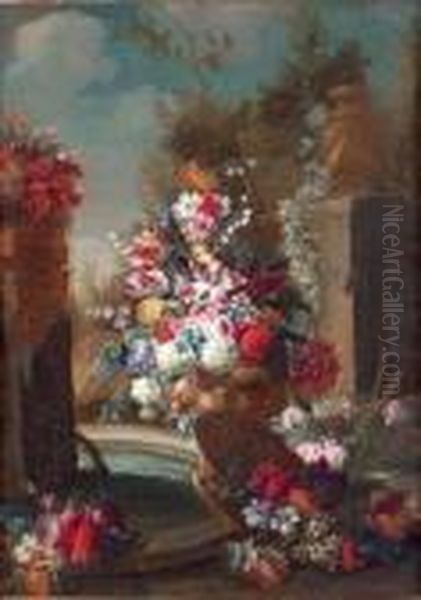 Nature Morte Aux Fleurs Oil Painting by Gasparo Lopez