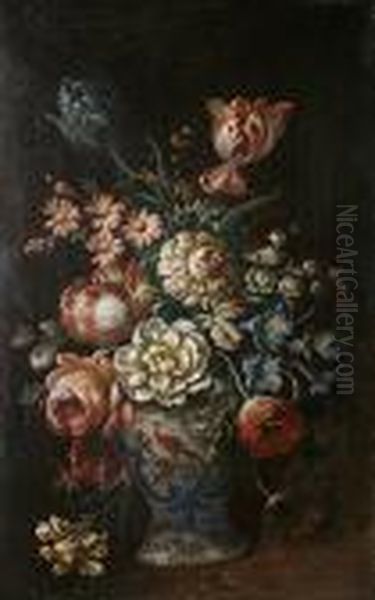 Still Life Of Flowers In A Vase Oil Painting by Gasparo Lopez