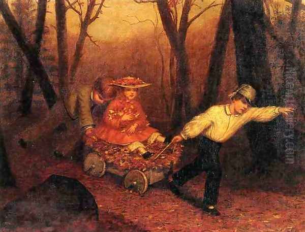 Collecting Autumn Leaves Oil Painting by Enoch Wood Perry