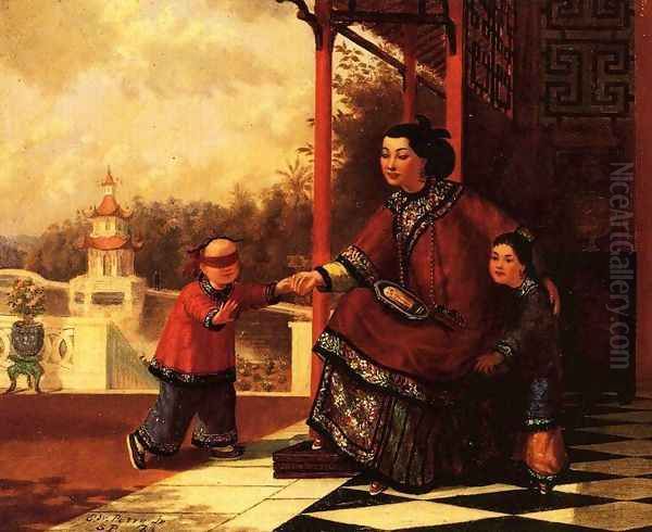 Chinese Family Oil Painting by Enoch Wood Perry