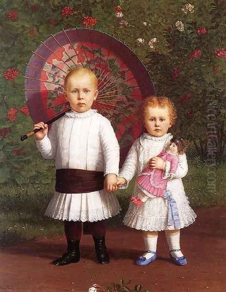 Portrait of Prescott and Mary Scott Oil Painting by Enoch Wood Perry