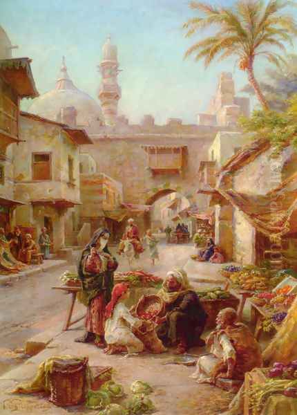 In the Souk Oil Painting by Paul Dominique Philippoteaux