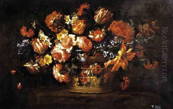 Basket of Flowers 1675-85 Oil Painting by Bartolome Perez