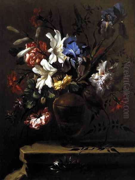 Vase of Flowers (2) c. 1690 Oil Painting by Bartolome Perez