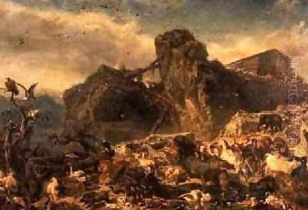 Animals Leaving the Ark, Mount Ararat Oil Painting by Filippo Palizzi