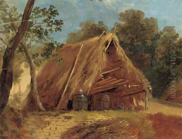 A thatched store Oil Painting by Filippo Palizzi