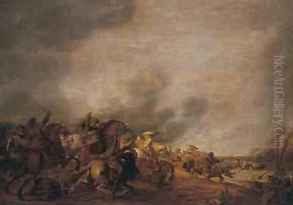 Battle Oil Painting by Palamedes Palamedesz. (Stevaerts, Stevens)