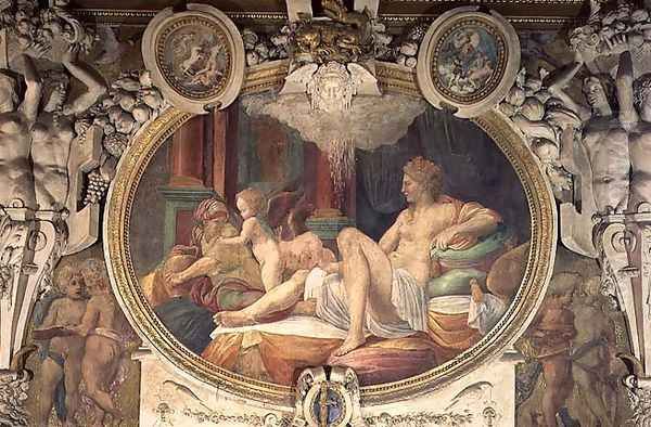 Danae Receiving the Shower of Gold, from the Gallery of Francois I, 1535-40 Oil Painting by Francesco Primaticcio