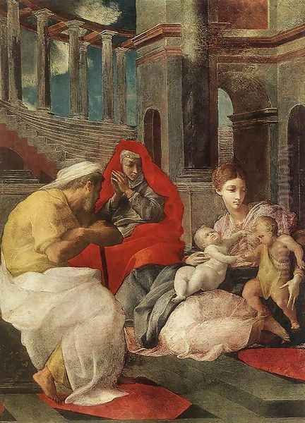 The Holy Family with Sts Elisabeth and John the Baptist 1541-43 Oil Painting by Francesco Primaticcio