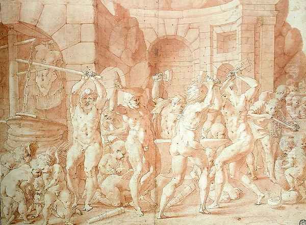 Cyclops in the Forge of Vulcan Oil Painting by Francesco Primaticcio