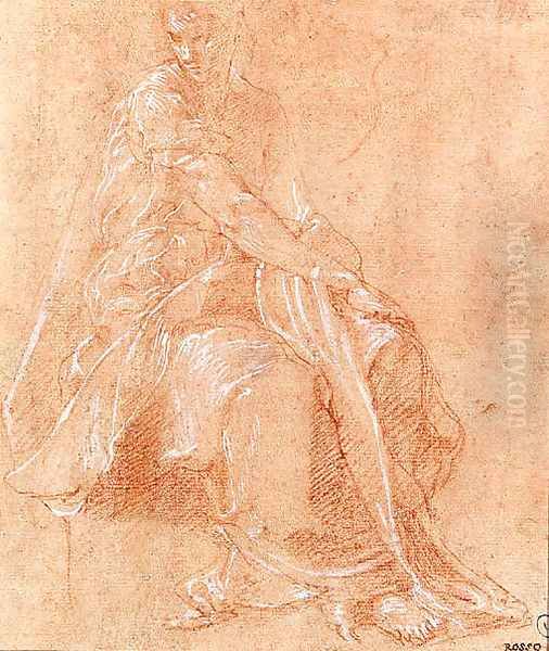 A seated Figure turned to the right Oil Painting by Francesco Primaticcio