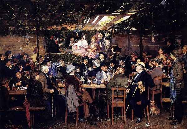 In The Bavarian Beergarden Oil Painting by Otto Piltz