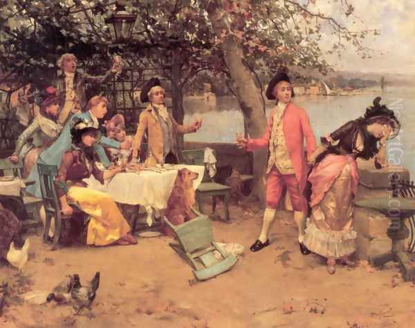 The Toast Oil Painting by Auguste Emile Pinchart