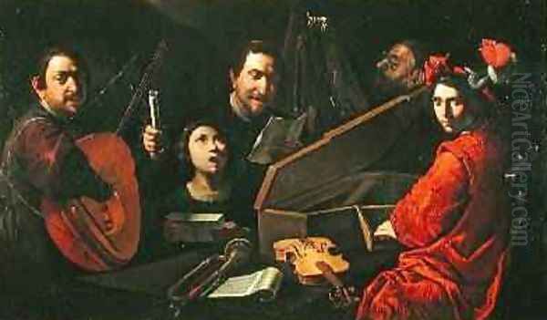 Concert with Musicians and Singers, c.1625 Oil Painting by Pietro Paolini