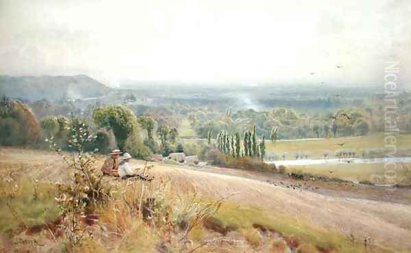 View from Hedsor Hill on the Thames, near Cookham Oil Painting by John Pedder