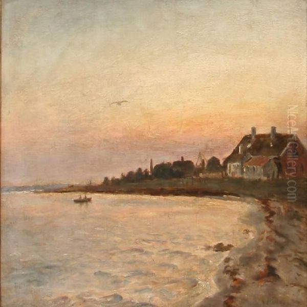 Late Evening At A Coast Oil Painting by Holger Peter Svane Lubbers