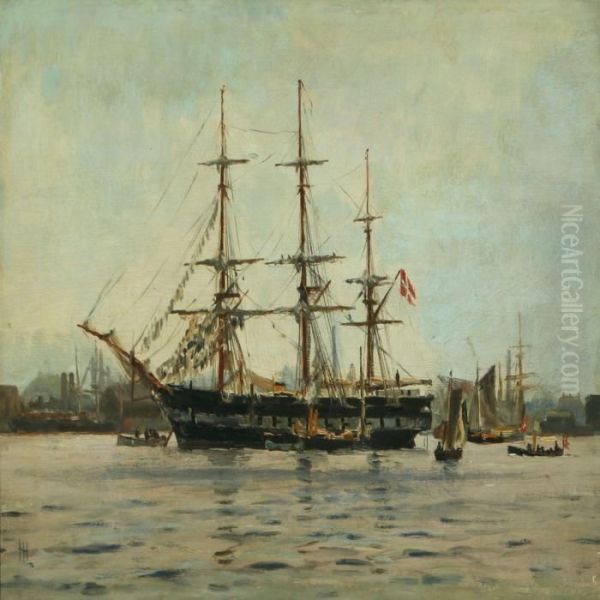 Fregatten Jylland Oil Painting by Holger Peter Svane Lubbers