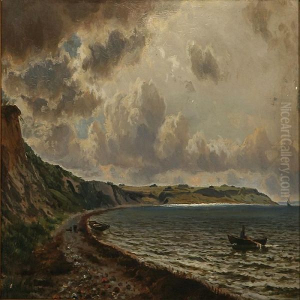 Coastal Scene On Acloudy Autumn Day Oil Painting by Holger Peter Svane Lubbers