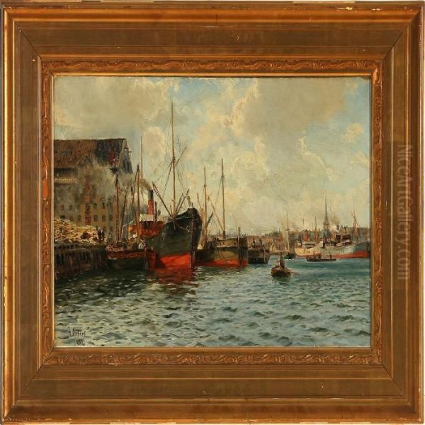 View Of Copenhagenharbour Oil Painting by Holger Peter Svane Lubbers