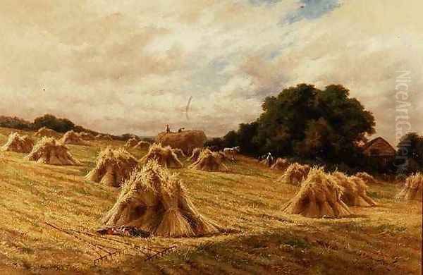 A Surrey Cornfield, near Reigate Oil Painting by Henry Hillier Parker