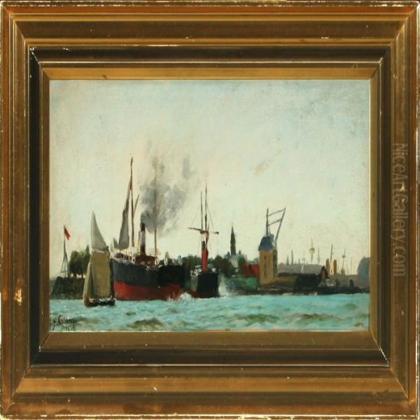 Scenery From The Portof Copenhagen By Holmen by Holger Peter Svane Lubbers