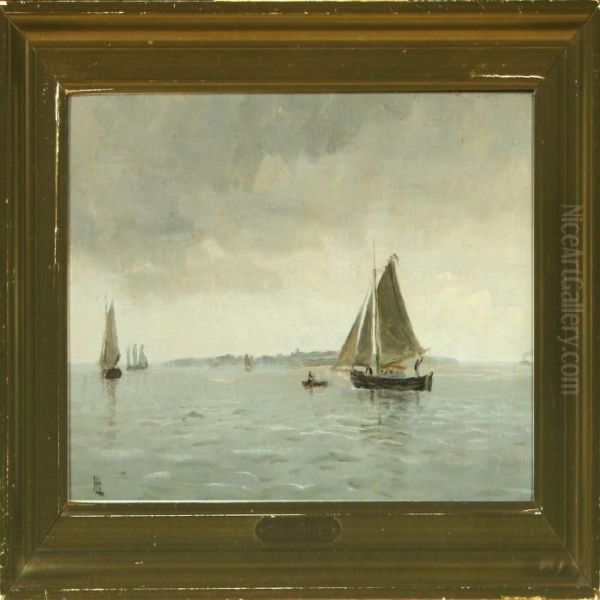 Fra Sundet Oil Painting by Holger Peter Svane Lubbers