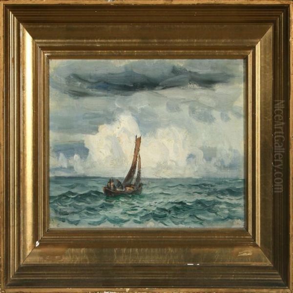 Seascape With Sailing Ships Oil Painting by Holger Peter Svane Lubbers